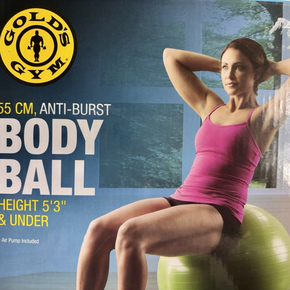 "Nuevo Gold's Gym Anti-Burst Core Entrenamiento Cuerpo Bola Verde Bomba de Aire 55 cm Hasta 5'3""" Foto 3 de 4