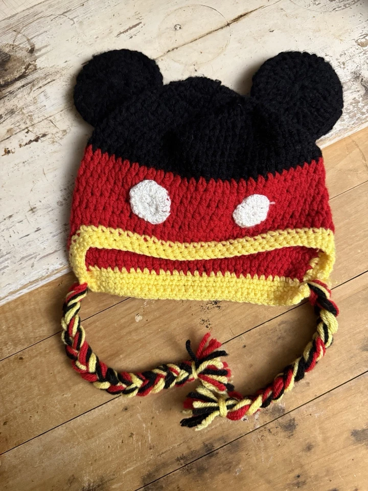 4 Mickey Mouse Crochet Sewn Hat baby beanie Disney Child Adult Family Set - Image 2 of 4