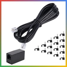 Telephone Extension Cord 15FT Black Heavy Duty RJ11 Landline Phone Cable
