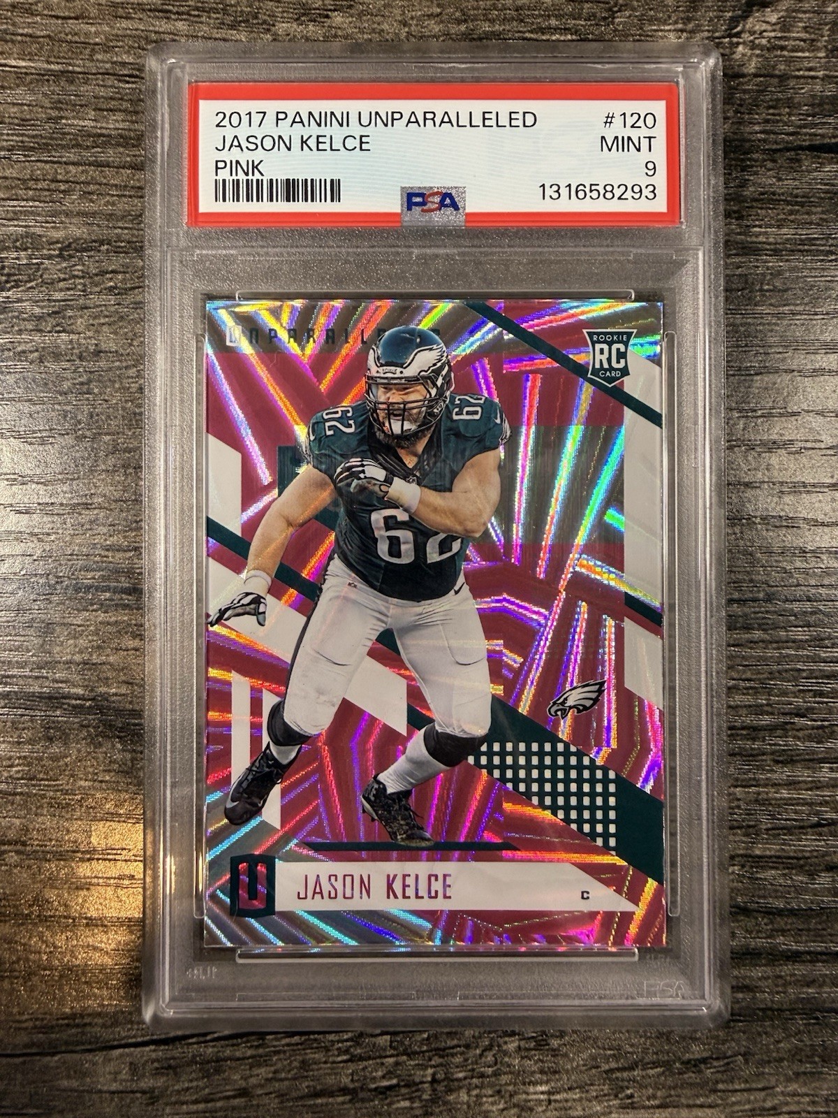 Jason Kelce 2017 Panini Unparalleled Pink Wedges Rookie PSA 9 Eagles