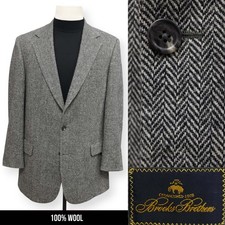 BROOKS BROTHERS TWEED mens gray HERRINGBONE sport coat suit jacket blazer 42 L