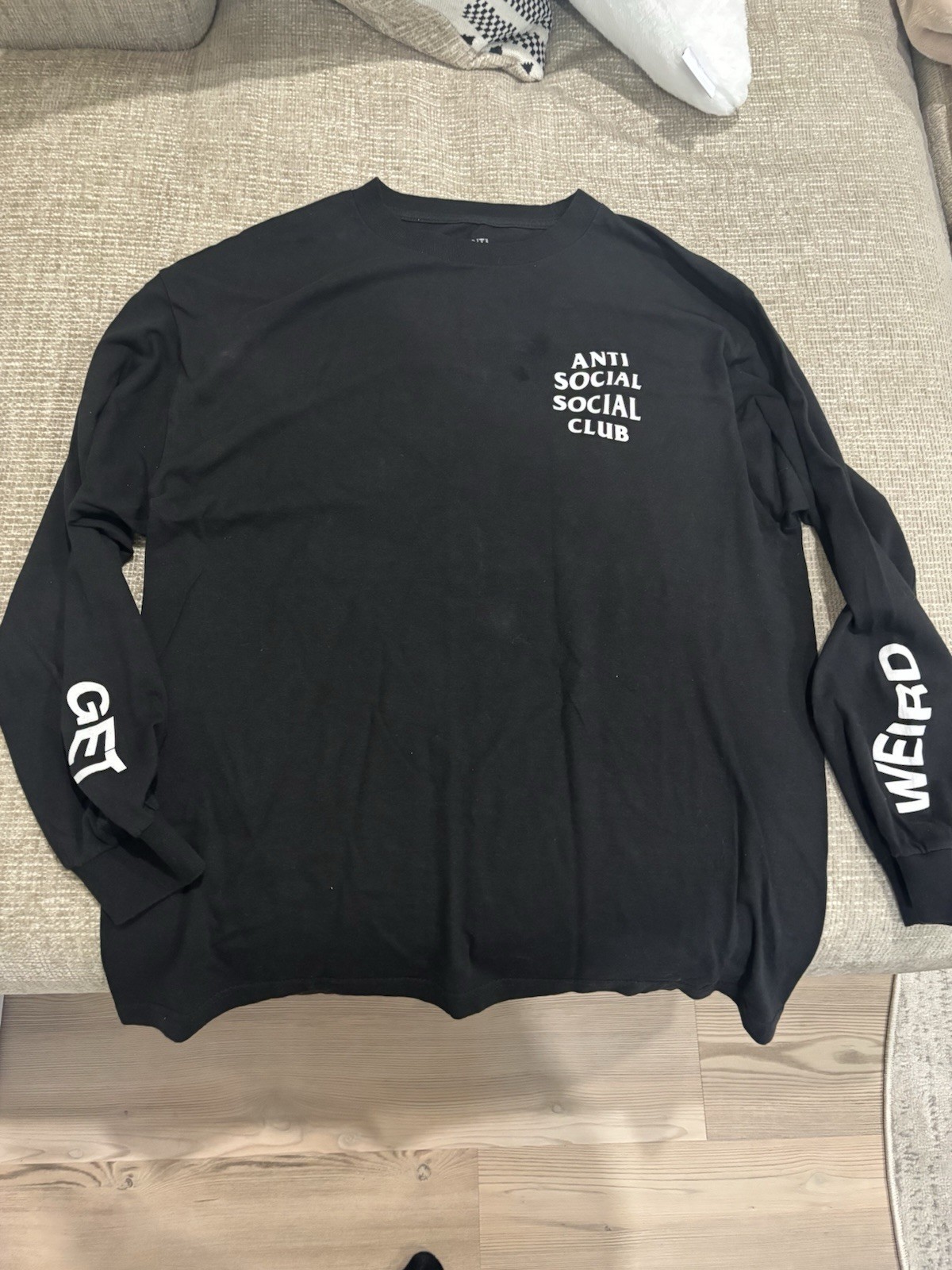 Anti Social Social Club Get Weird Long Sleeve Shirt Mens Large Black Streetwear