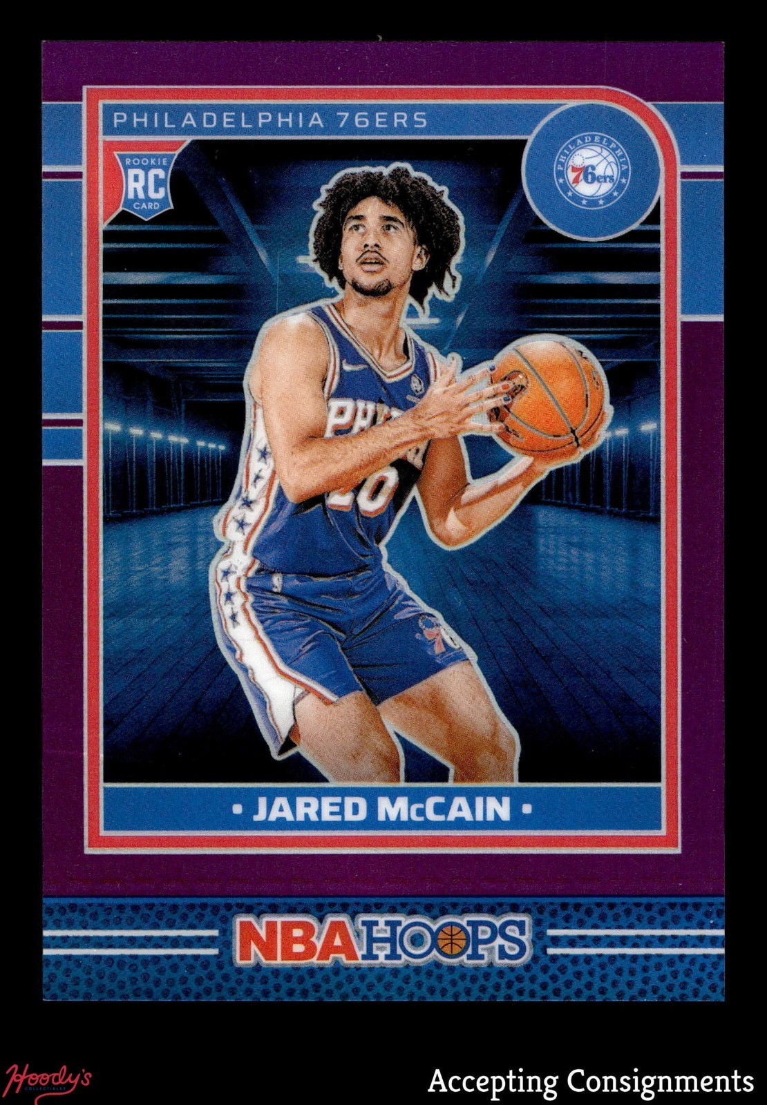 2024-25 Hoops Premium Prizms Purple #246 Jared McCain 137/249 ROOKIE RC PISTONS