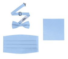 Men's 3 Piece Formal Accessory Set with Bow Tie, Cummerbund  Pocket Hanky