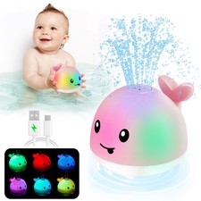 Light Up Whale Bath Toy Sprinkler Bathtub Fountain for Babies 1-3 Years 6-12-18
