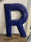 Vintage 25”  Porcelain Letter Sign Cobalt Blue