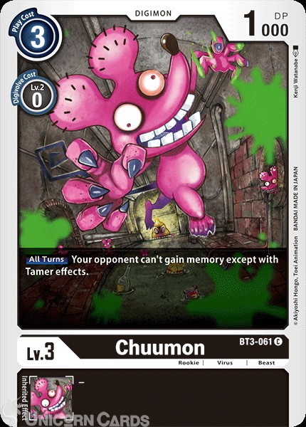BT3-061 Chuumon Common Mint Digimon Card