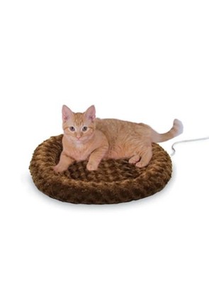 HEATED CAT BED Thermo-Kitty Splash Mocha Small Round 18'' K&H PET PRODUCTS