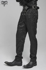 Devil Fashion Men Steampunk Jacquard Pants Black Goth Victorian Vintage Trousers