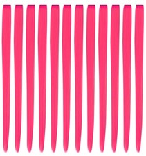 22 Inch Clip-In Hot Pink Hair Extensions: 12 Pcs Easy-Use Party Highlights