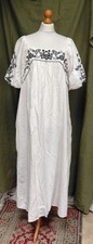 Hippie Boho black embroidered cream linen cotton mix midi - maxi dress 20