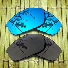 Black Blue Replacement Lens for-Oakley Flak Jacket Polarized