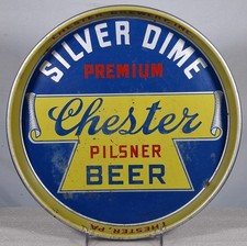 Old Silver Dime Premium Beer Tin Serving Tray Chester Brewery Inc. Chester PA