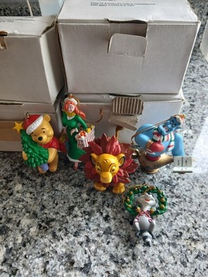 Grolier Disney Christmas Magic Ornaments Lot Of 5 Genie Meeko Jessica Simba Pooh