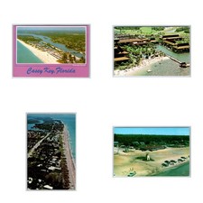 Lot of 4 Vintage Beach Aerial Postcards Aloha South Sea Disney Casey Key Ocean