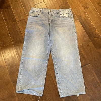 Boohoo Man Mens Jeans Size 36 Measure 36X27 Hemmed Light Wash Wide Leg AI8