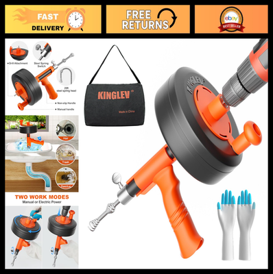 #ad 25ft Flexible Steel Drain Snake Auger with Drill Adapter Unclog Shower amp; Batht $48.99