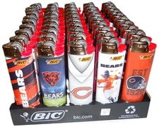 Bic Chicago Bears NFL Football Disposable Lighters 50 Count Tray 8 Mix Designs