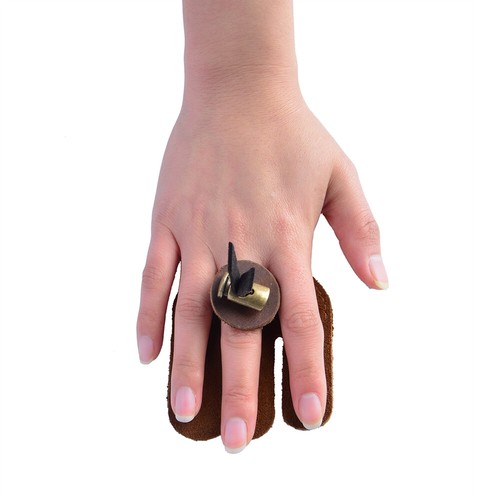 Archery Finger Guard Cow Leather Tab Guard Glove Protector Gear Bow Hunting - Picture 7 of 11