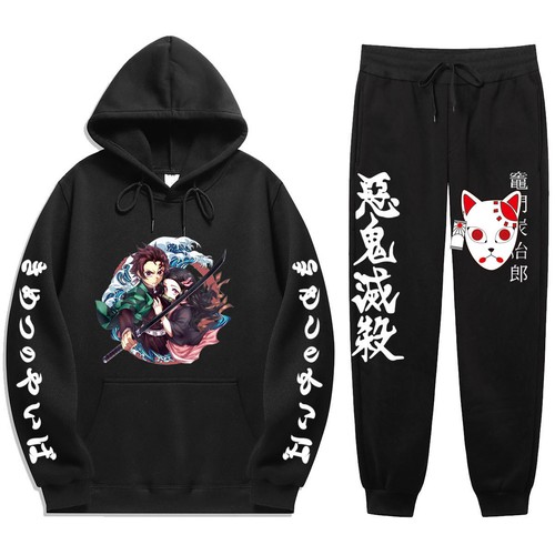 Demon Slayer Kamado Tanjirou Hoodies Hip Hop Pullover Tracksuits Pants Trousers - Picture 9 of 43