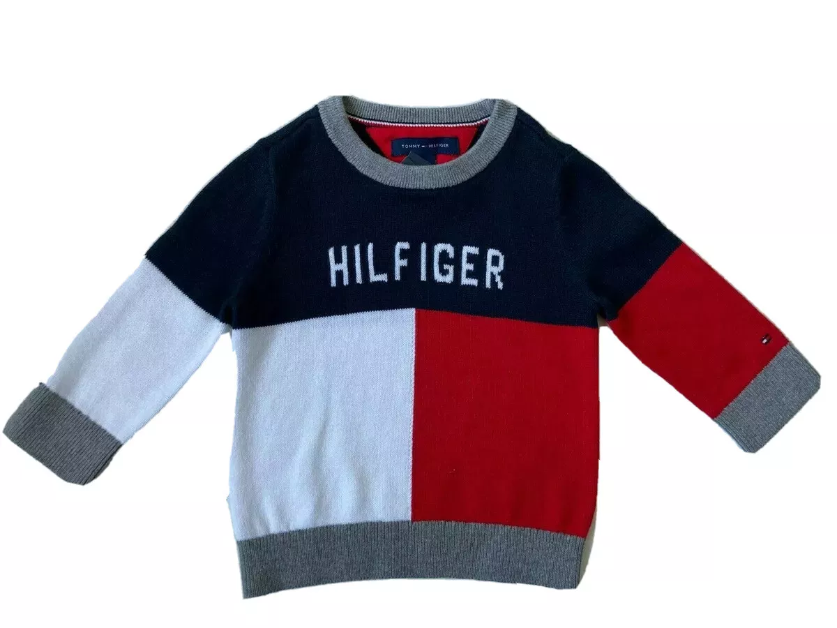 HILFIGER $39 BABY BOY SWEATER RED NAVY WHITE GREY SIZE 24 MONTHS | eBay