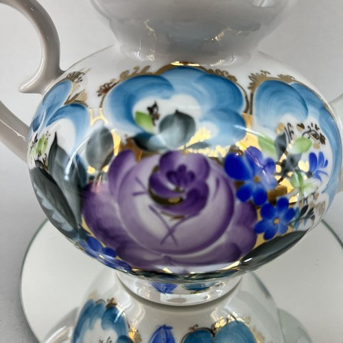 Russian Imperial Royal Lomonosov Hand Painted Floral Porcelain Teapot USSR blue - Picture 5 of 12