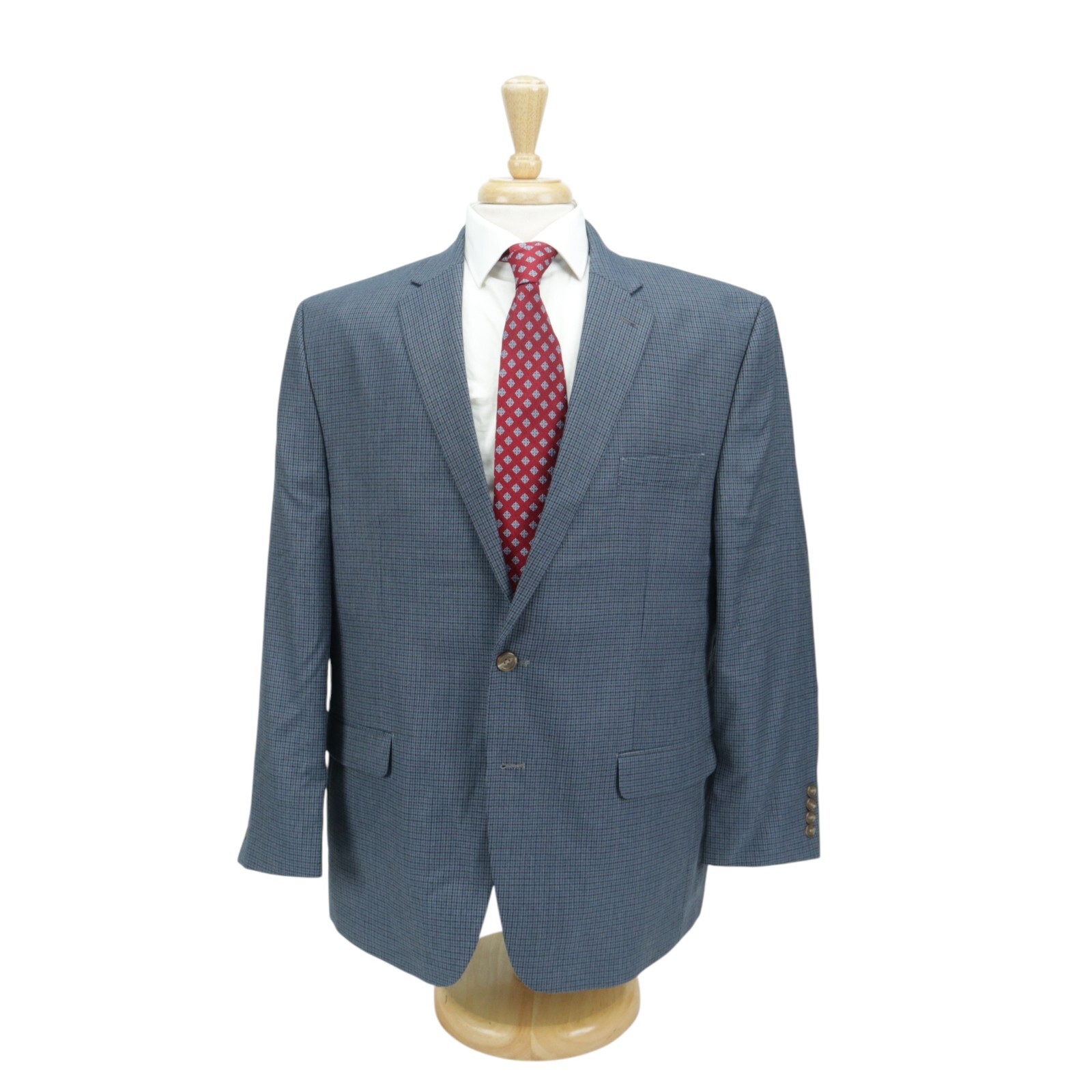 Chaps Medium Blue Mini Houndstooth Check Blazer S… - image 3