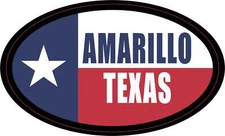 4.75in x 2.75in Flag Oval Amarillo Texas Vinyl Sticker Car Vehicle Bumper Decal