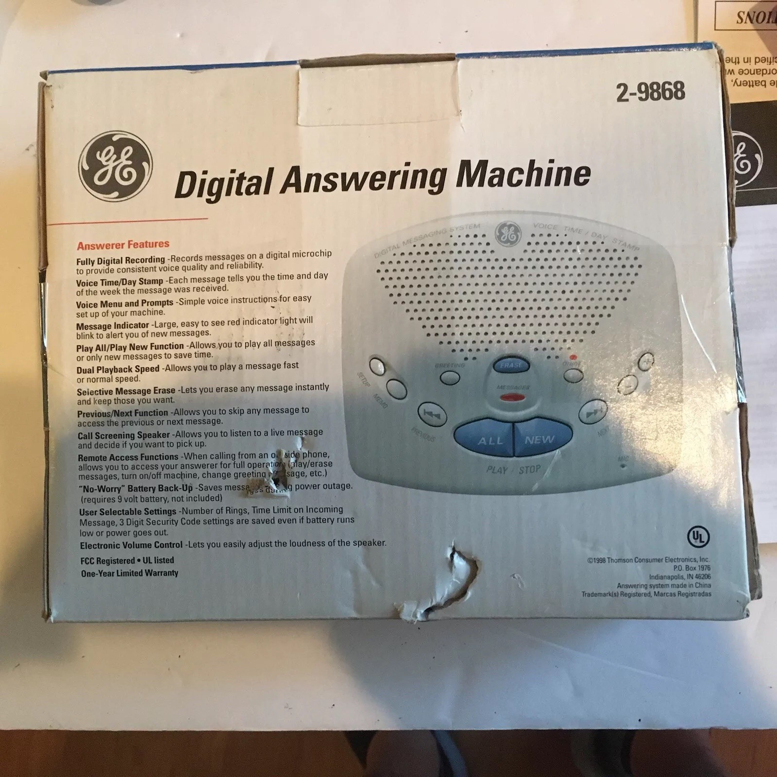 Ge 29868 a digital answering machine | ebay.