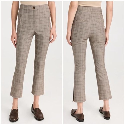 NWT Veronica Beard Arte Pants Flared Cropped Trouser Plaid Academia Sz 8