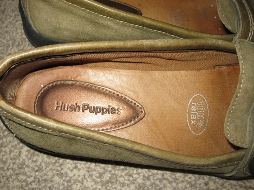 Hush Puppies leather comfort loafers; UK 3.5, EU 36; greenish worn-look khaki. - Picture 3 of 6