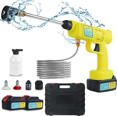 #ad Cordless Pressure Washer Gun 6 in 1 Nozzle 21v Power Cleaner W 2 4000 mAh Batte $50.00