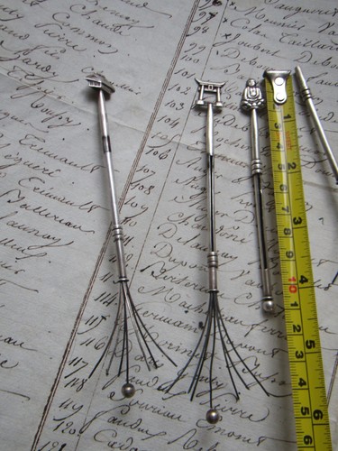 RARE HIGHLY OLLECTABLE STERLING SILVER JAPAN CHAMPAGNE SWIZZLE STICK 4 IN ALL - Picture 15 of 16