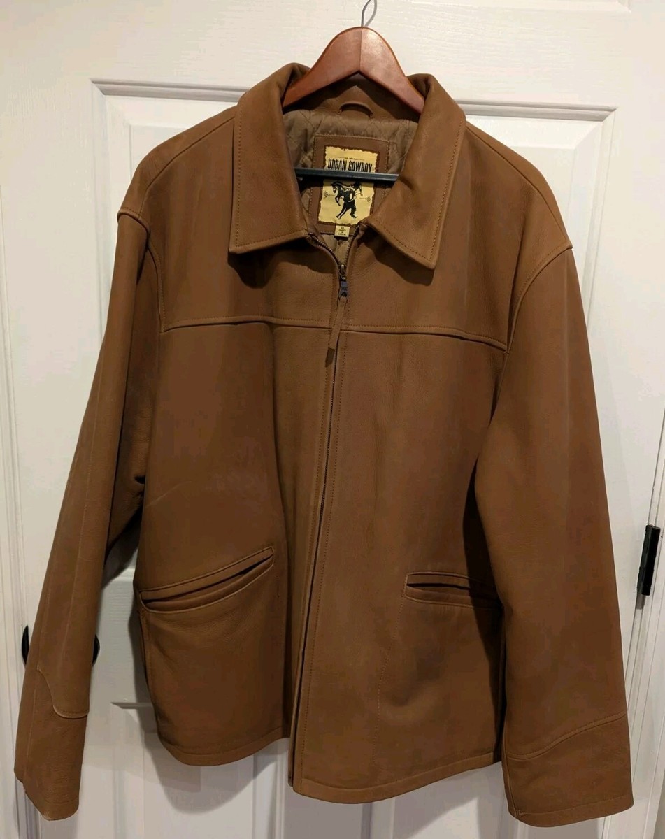 Vintage Brown Tan Urban Cowboy Leather Jacket Size XL