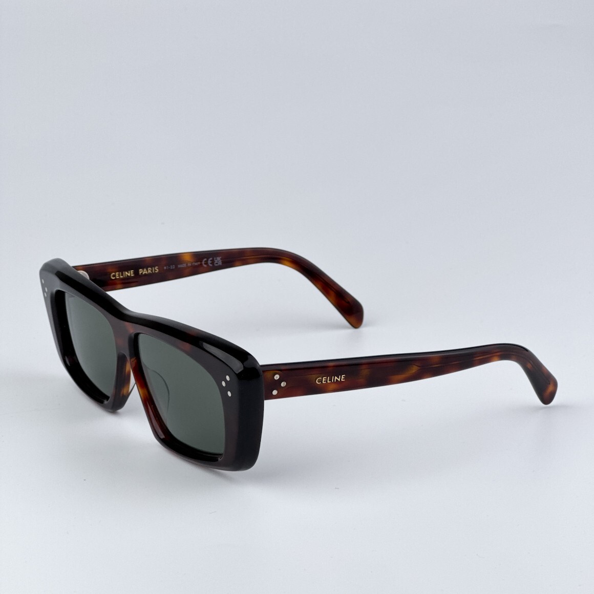 Celine CL40259I 52N Sunglasses Dark Havana Rectangle Frame, Green Lenses Buy Celine Bold 3 Dots CL40259I 52N Shiny Dark Havana/Green  main image 3