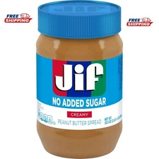 Jif No Added Sugar Creamy Peanut Butter Spread, 33.5 oz. - Smooth, Creamy Textur