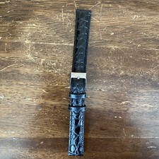 18mm XL Genuine Leather Watch Strap Crocodile Pattern Black Color