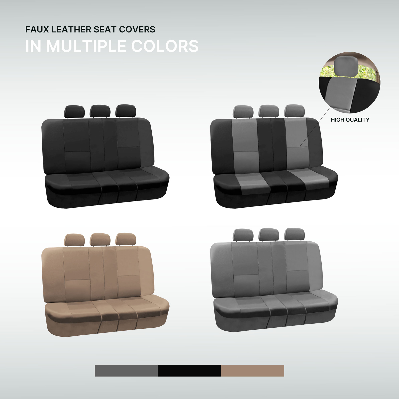 Premium PU Leather Seat Covers For Car Truck SUV Van - Rear Bench