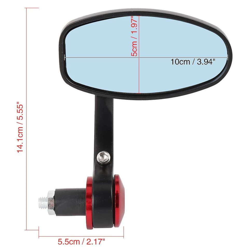 2x Universal 7/8" 22mm Bar End Mirrors Motorbike Motorcycle Anti-Glare Rearview - Image 2 of 4