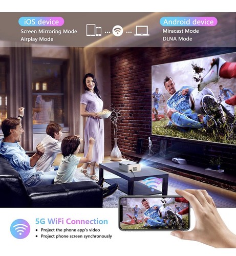 5G WiFi Native 1080P Projector with Bluetooth, Roconia 9000LM Full HD Movie - Picture 4 of 6