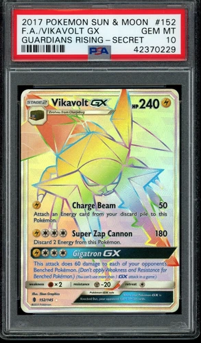2017 Pokemon Sun Moon Vikavolt GX #152 Guardians Rising Secret eBay 1/1 PSA 10