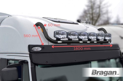 Roof Bar + Flush LED + LED Spot Bar x3 For Iveco Stralis Active Space Time BLACK - Picture 9 of 12