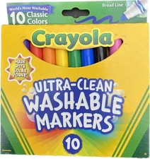 Total of 2 packs of Crayola Ultra-Clean Washable Markers. 10 pack. Classic. Broa