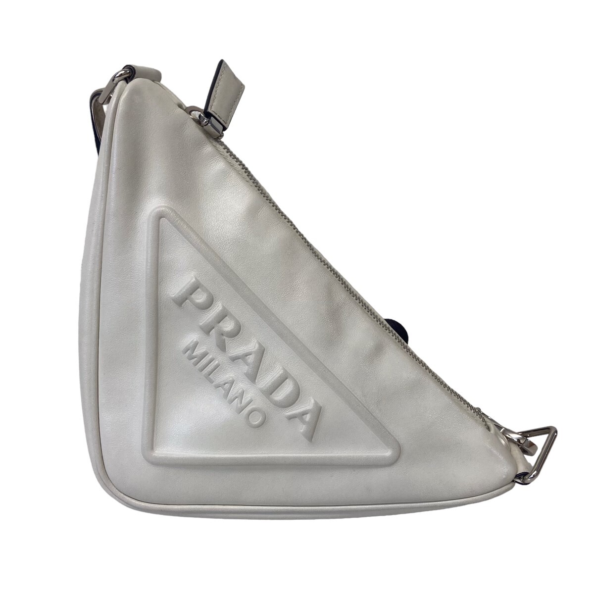 Prada Triangle Leather Shoulder Bag White 030824 | eBay Prada Triangle Leather Shoulder Bag White 030824 | eBay