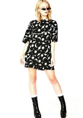 NEW NWT DOLLS KILL MOTEL BLACK SILVER GOLD STAR