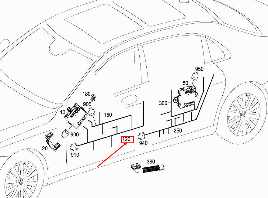 MERCEDES-BENZ S W222 Front Left Door Wiring Harness A2225409107