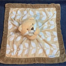 Carters Tan Brown Fox Lovey Security Blanket Leaves Woodland Creatures Carter s