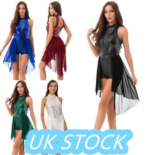 UK~Freebily Women Girl Lyrical Dance Costumes Sequin Contemporary Dance Costume