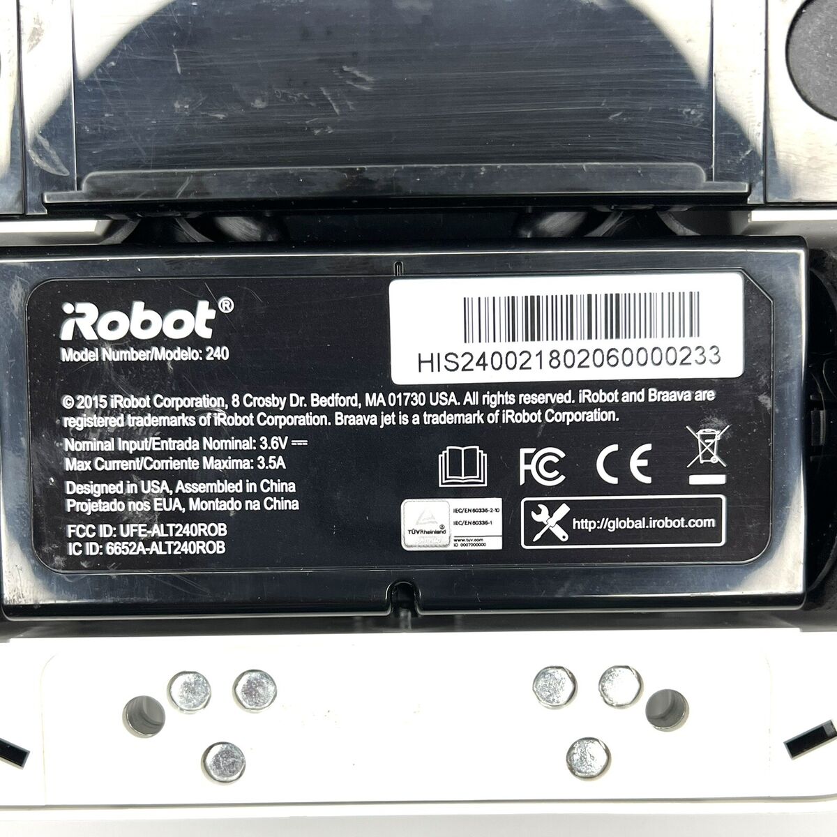 iRobot Braava jet 240 App Controlled Robot Mop - White for iRobot Braava jet 240 App Controlled Robot Mop - White for