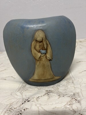 Vintage 1981 Signed Jack Black Navajo Blue Willow Holding Dove Pottery Vase